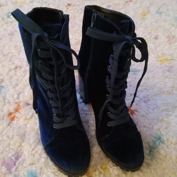 Super Cute Dark Blue Ankle Boots - Picture 1 of 8